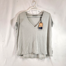 Silver Jeans Co. Light Gray V-Neck Short Sleeve Shirt Womens L L29TF2003... - £19.32 GBP