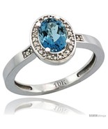 Size 5 - 14k White Gold Diamond London Blue Topaz Ring 1 ct 7x5 Stone 1/2 in  - £427.31 GBP