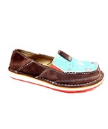 Ariat Cruiser Arrows Loafer Shoes Turquoise Canvas Brown Leather Women’s... - $29.65