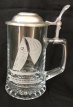 Old Spice America&#39;s Cup Etched Glass Beer Stein/Mug 12 Meter Racing Sloop - $9.00