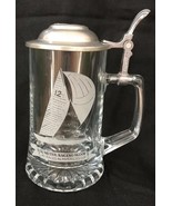 Old Spice America&#39;s Cup Etched Glass Beer Stein/Mug 12 Meter Racing Sloop - $9.00