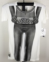 Cardboard Robot Womens Shirt Top Bikini Legs white Juniors Size Medium M NWT - £7.00 GBP