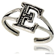 Sterling Silver Initial Letter E Alphabet Toe Ring / Baby Ring, Adjustable  - $17.40