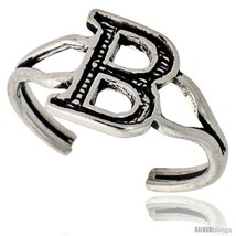 Sterling Silver Initial Letter B Alphabet Toe Ring / Baby Ring, Adjustable  - $17.40