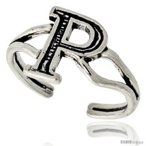 Sterling Silver Initial Letter P Alphabet Toe Ring / Baby Ring, Adjustable  - $17.40