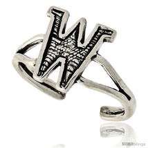 Sterling Silver Initial Letter W Alphabet Toe Ring / Baby Ring, Adjustable  - $17.40
