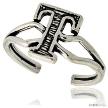 Sterling Silver Initial Letter T Alphabet Toe Ring / Baby Ring, Adjustable  - $17.40