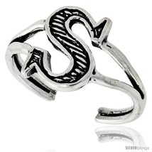 Sterling Silver Initial Letter S Alphabet Toe Ring / Baby Ring, Adjustable  - $17.40