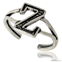 Sterling Silver Initial Letter Z Alphabet Toe Ring / Baby Ring, Adjustable  - $17.40
