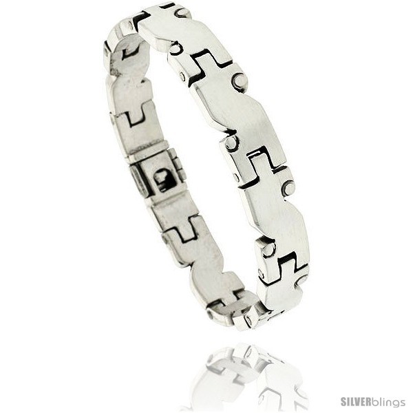 Length 7.5 - Sterling Silver Men's S-shaped Link Bracelet Handmade 3/8 in  - $333.20