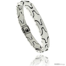 Length 7.5 - Sterling Silver Men's H & Clover-shaped Link Bracelet Handmade 3/8  - $333.20