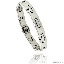 Length 7.5 - Sterling Silver Men's H Link Bracelet Handmade 3/8 in  - $333.20