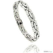 Length 8.5 - Sterling Silver Men's X Cross Link Bracelet Handmade 3/8 in  - $363.42