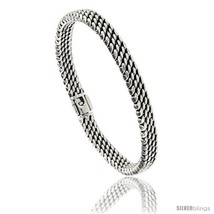 Sterling Silver Flat Tight Mesh Bracelet, 7mm wide with Fold Over Clasp ... - £135.04 GBP