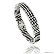 Sterling Silver Flat Tight Mesh Bracelet, 11mm wide with Fold Over Clasp 7 3/8  - $280.10