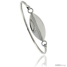 Sterling Silver Identification Bangle Bracelet, Oval Disk 5/8 in wide -Style  - £67.13 GBP