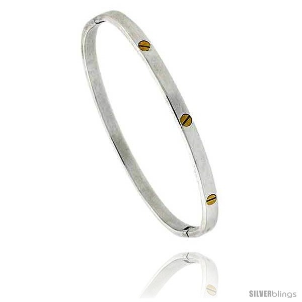 Primary image for Sterling Silver with Brass Screw Heads Bangle Bracelet 3/16 in 