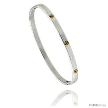 Sterling Silver with Brass Screw Heads Bangle Bracelet 3/16 in  - £78.37 GBP