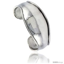 Sterling Silver Domed &amp; Curved Cuff Bangle Bracelet with Raised Edge 1 in wide  - £109.92 GBP
