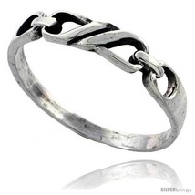 Size 6.5 - Sterling Silver Fancy Wedding Band  - £9.40 GBP
