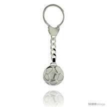 Sterling silver soccer ball futbol key ring 1 in 24 mm thumb200