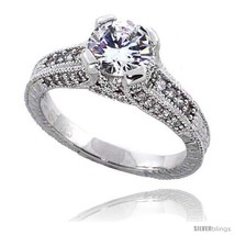 Size 9 - Sterling Silver Vintage Style Engagement ring, w/ a 7mm (1.25 ct)  - £36.72 GBP