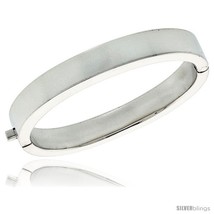 Sterling Silver Oval Hinged Flat Bangle Bracelet 3/8 in  - £187.27 GBP