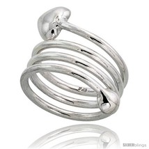 Size 7 - Sterling Silver Spiral Hand Made Snake, Wire Wrap Ring, w/ Heart-Shape  - £30.51 GBP