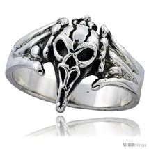 Size 10.5 - Sterling Silver Vulture Skull Ring 3/4 in  - $56.24