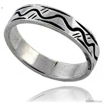 Size 6 - Sterling Silver Wave Wedding Band Ring 3/16 in  - $22.33