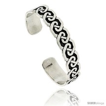 Sterling Silver Flat Cuff Bangle Bracelet with Hexagon Celtic Knots 1/2 in  - £145.34 GBP