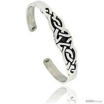 Sterling Silver Flat Cuff Bangle Bracelet with Triquetra Celtic Knots 5/8 in  - £92.73 GBP