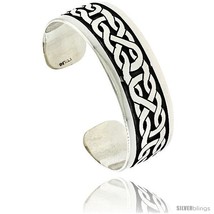 Sterling Silver Flat Cuff Bangle Bracelet with Celtic Knot Pattern 13/16 in  - £141.36 GBP