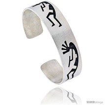 Sterling silver hopi design kokopele cuff bangle 5 8 in wide thumb200