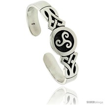 Sterling Silver Flat Cuff Bangle Bracelet with Celtic Triple spiral Triskele  - £129.64 GBP