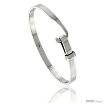 Sterling Silver 5mm wide Polished Bangle Hook-Buckle Clasp, 7  - £82.32 GBP