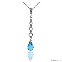 10k White Gold Graduated Circle Cut Outs &amp; Blue Topaz Pendant, w/ 0.05 Carat  - £230.14 GBP