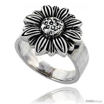 Size 6 - Sterling Silver Large Sunflower Ring 5/8 in wide -Style  - $40.03