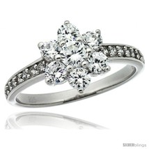 Size 7 - Sterling Silver Vintage Style Flower Cluster Engagement Ring w/  - £20.20 GBP