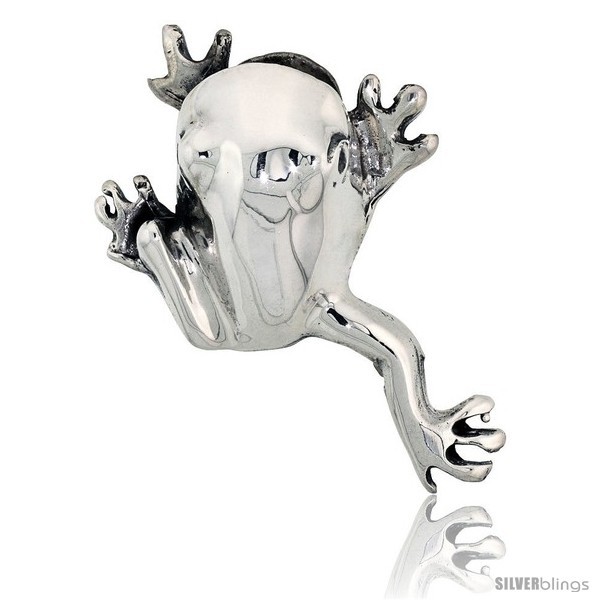 Primary image for Sterling Silver Happy Hopper Frog Brooch Pin, 1 7/8in  (48 mm) 