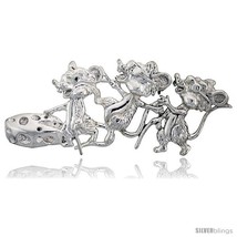 Sterling Silver Three Blind Mice Brooch Pin, 2 7/8in  (73 mm)  - £93.52 GBP