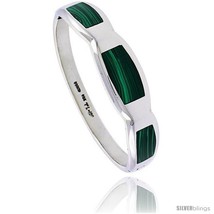 Sterling Silver Malachite Inlay Bangle Bracelet Handmade, 9/16 in  - £212.14 GBP