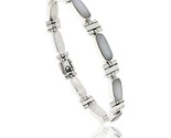 Ectangular bar bracelet single row mother of pearl stones fold over clasp 7 1 4 in thumb155 crop