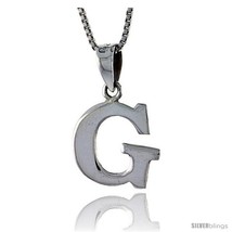 Sterling Silver Block Initial Letter G Aphabet Pendant Highly Polished, 1/2 in  - $17.00