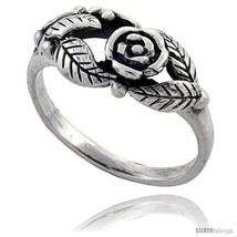 Size 9 - Sterling Silver Flower Vine Ring 5/16 in  - £7.21 GBP