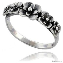 Size 7 - Sterling Silver Flower Link Ring 5/16 in  - £11.61 GBP