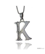 Sterling Silver Block Initial Letter K Aphabet Pendant Highly Polished, ... - $19.85