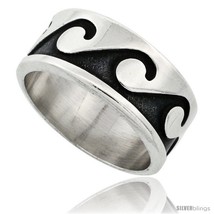 Size 12 - Sterling Silver Southwest Design Wave Ring 3/8 in  - $55.07