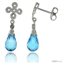 D infinity cross blue topaz earrings w 0 03 carat brilliant cut diamonds 1 in 25mm tall thumb200
