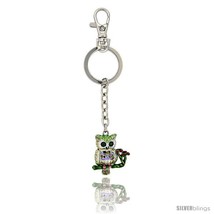 Owl Key Chain, Key Ring, Key Holder, Key Tag, Key Fob, w/ Multi-color Swarovski  - £15.37 GBP